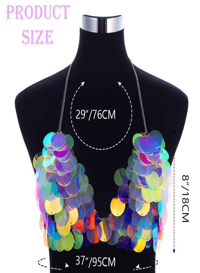 REETAN Chain Top Rave Outfit Sequin Body Chain Bra for Women - Image 2