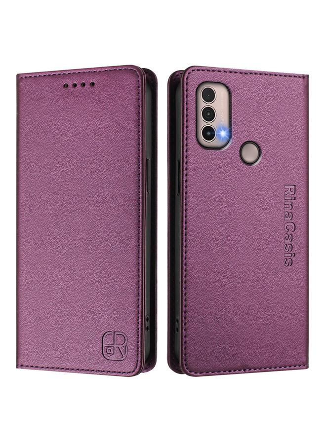 S-TOP Case For Motorola Moto E40 / E30 / E20 RC01 Dual-Folded Magnetic Suction RFID Leather Phone Case - Image 2