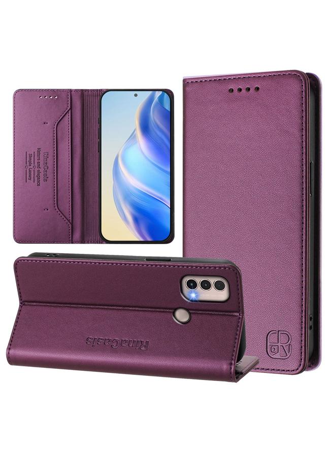 S-TOP Case For Motorola Moto E40 / E30 / E20 RC01 Dual-Folded Magnetic Suction RFID Leather Phone Case - Image 1