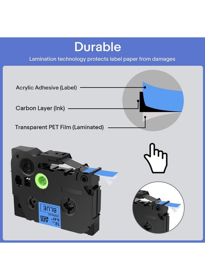 Greencycle 2 Pack Compatible For Brother Tze531 Tze531 Tz531 Tz531 Aze Tape 12Mm 0.47 Inch 1 2" Black On Blue Laminated Label Tape For Ptd210 Pth100 Pth110 Ptd400Ad Ptd600 Pt1290 - Image 4