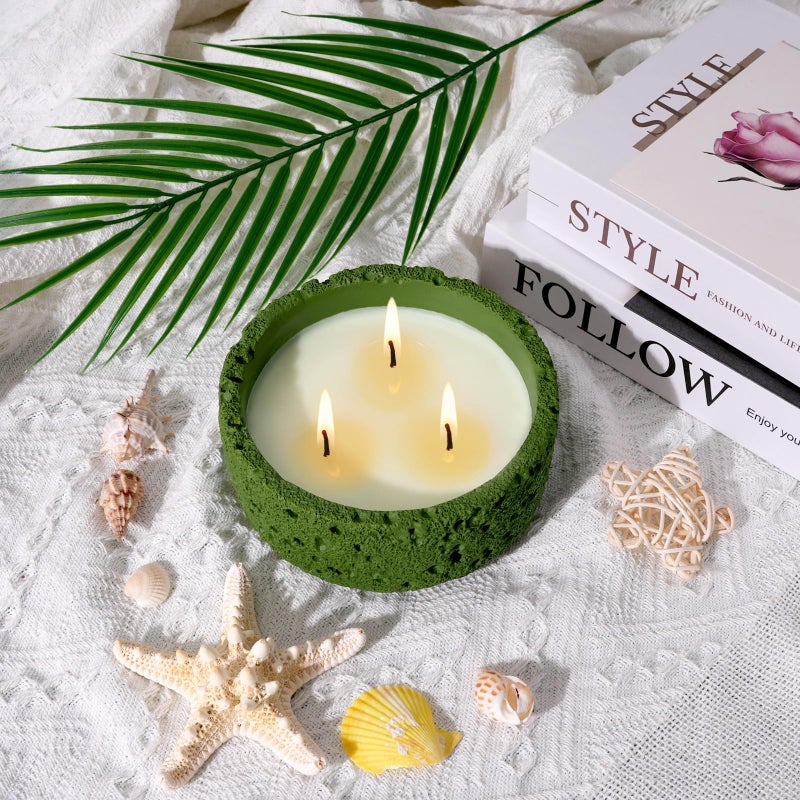 Viyffo 3 Wick 20oz Large Green Scented Candle â€“ Winter Fir, Non Toxic Soy Candle, Elegant Matte Ceramic Jar, Luxury Home Fragrance, Elegant DÃ©cor & Gift - Image 3