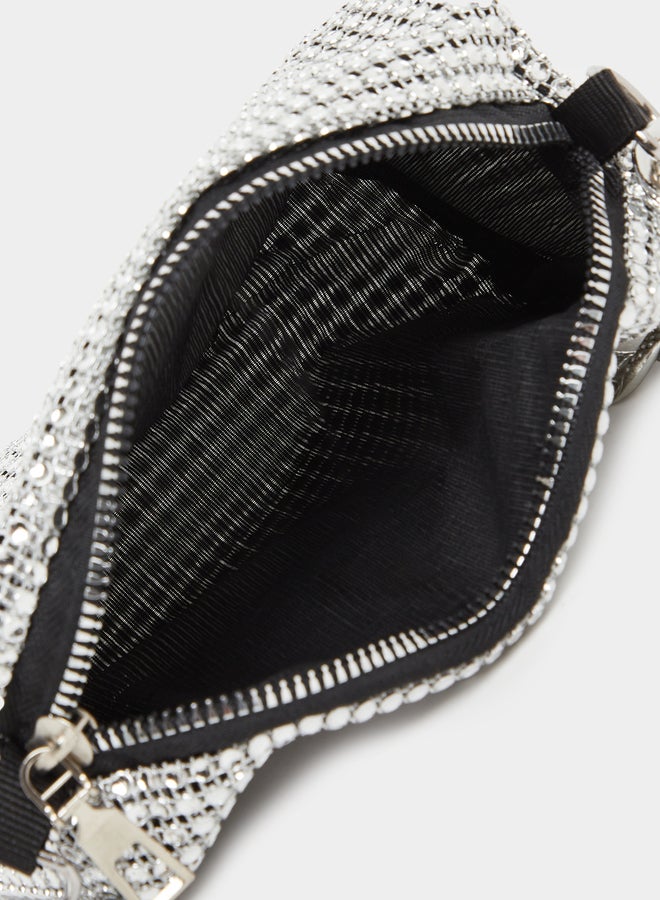 Styli Embellished Baguette Bag with Chain Handle - Image 4
