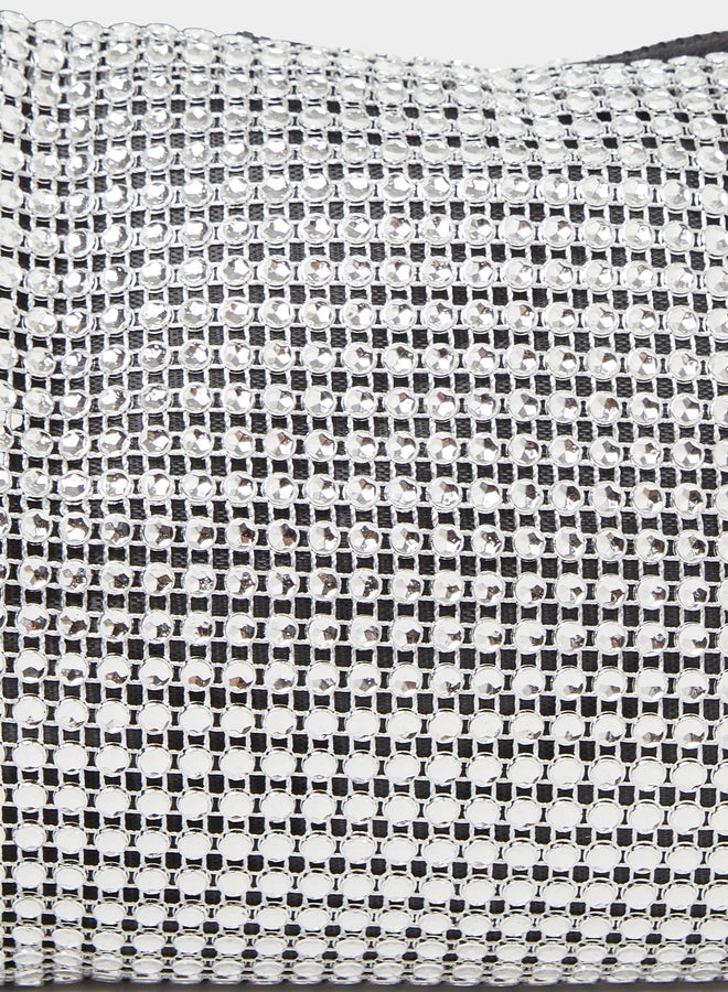 Styli Embellished Baguette Bag with Chain Handle - Image 3