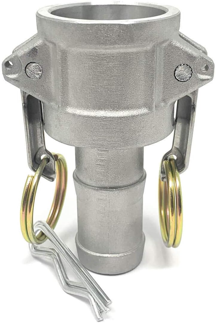 Gloxco Aluminum Type C Cam and Groove Hose Fitting, 1" Female Camlock x 1" Hose Shank (CAM-10-C-AL) - Image 1