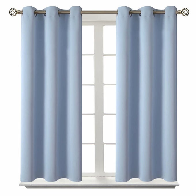 BLACKOUT CURTAINS FOR BEDROOM GROMMET THERMAL INSULATED ROOM DARKENING CURTAINS FOR LIVING ROOM SET OF 2 PANELS 38 X 45 INCH SPA BLUE