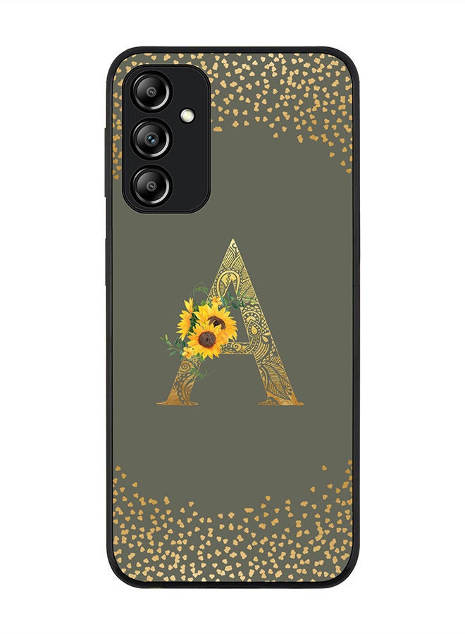 Stylizedd Rugged Black edge case for Samsung Galaxy A24 4G Slim fit Soft Case Flexible Rubber Edges Anti Drop TPU Gel Thin Cover - Custom Monogram Initial Floral Pattern Alphabet - A - Olive Green - Image 1