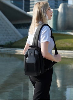 ARCTIC HUNTER Glossy Hard Shell Sling Bag Water Resistant Anti Theft Unisex Cross Body Shoulder Bag for Travel Business Casual XB00551 Black  - Image 5