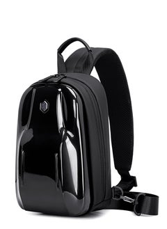 ARCTIC HUNTER Glossy Hard Shell Sling Bag Water Resistant Anti Theft Unisex Cross Body Shoulder Bag for Travel Business Casual XB00551 Black  - Image 1