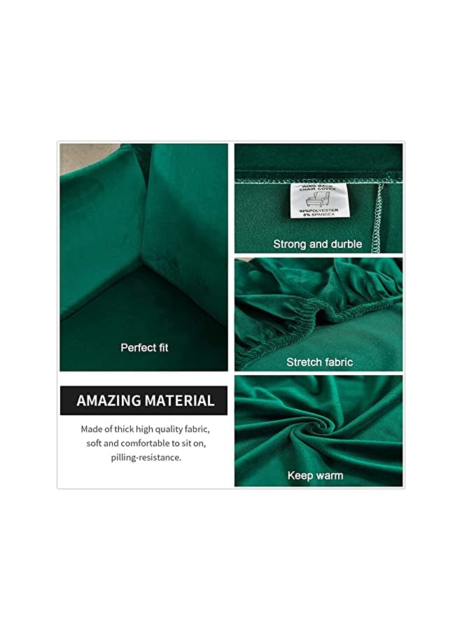 The Bros أغطية كراسي وينغ باك 2 قطعة من الفخامة المخملية القابلة للتمدد لأريكة الكراسي، غطاء واقي للأثاث قابل للغسل لغرفة المعيشة وغرفة النوم والفندق (أخضر داكن) - Image 4