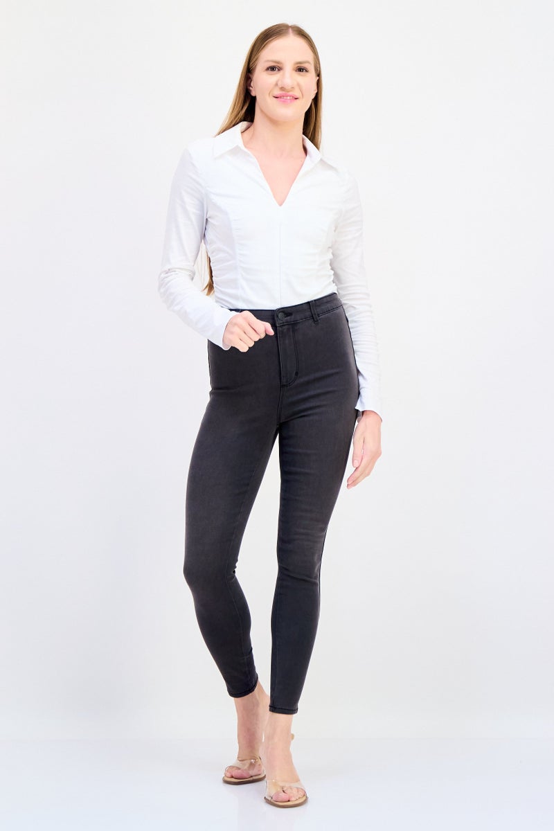 VERO MODA I,Scenery By Vero Moda Women Skinny Fit Solid Stretchable Jeans, Grey  - Image 4