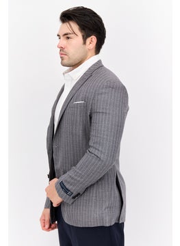 SELECTED Men Regular Fit Stripe Formal Blazer, Grey  - Image 2