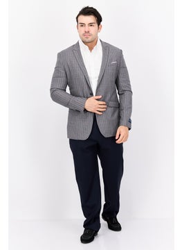 SELECTED Men Regular Fit Stripe Formal Blazer, Grey  - Image 3