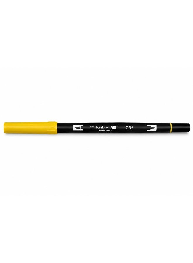 TOMBOW ABT Dual Brush Pen AB-T055, brush tip and fine tip, Yellow, Water-Based Ink, 1 pen for highlights - Image 1