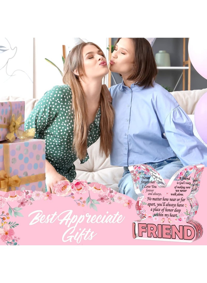 Luckam هدايا الصداقة للنساء، لوحة أكريليك على شكل فراشة، هدية عيد ميلاد ملهمة لأفضل صديقة، أخت الروح، ديكور مكتب لصديقة - Image 4