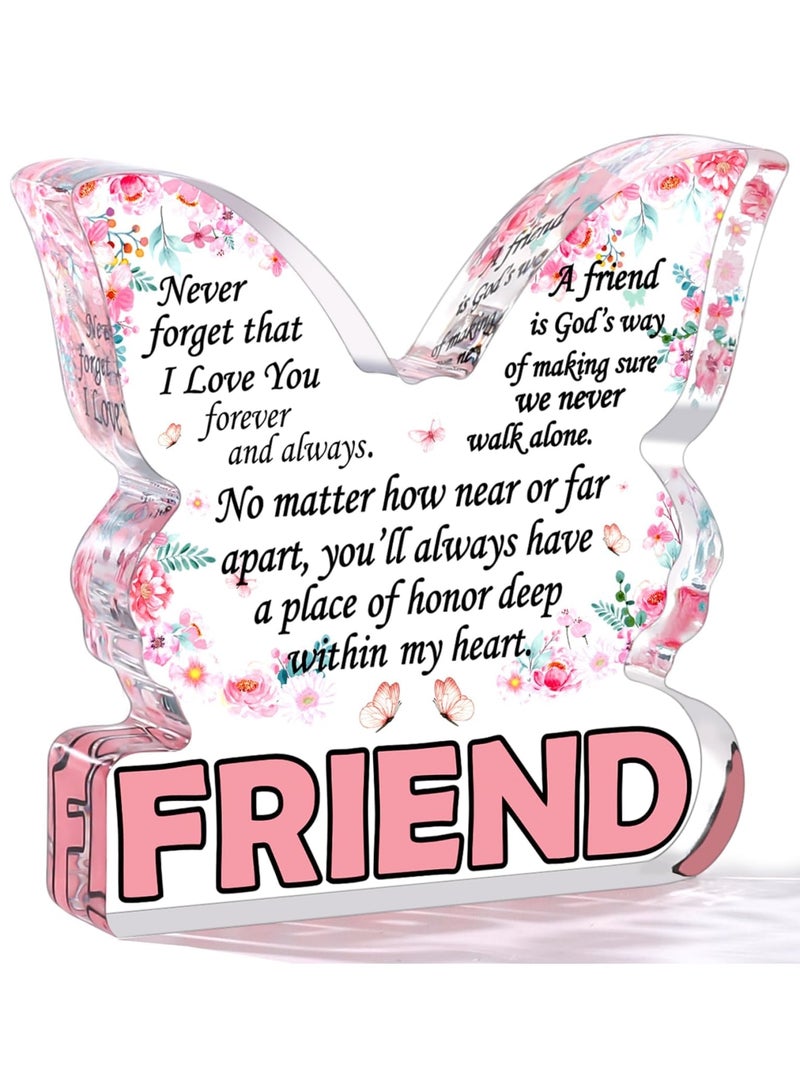 Luckam هدايا الصداقة للنساء، لوحة أكريليك على شكل فراشة، هدية عيد ميلاد ملهمة لأفضل صديقة، أخت الروح، ديكور مكتب لصديقة - Image 1