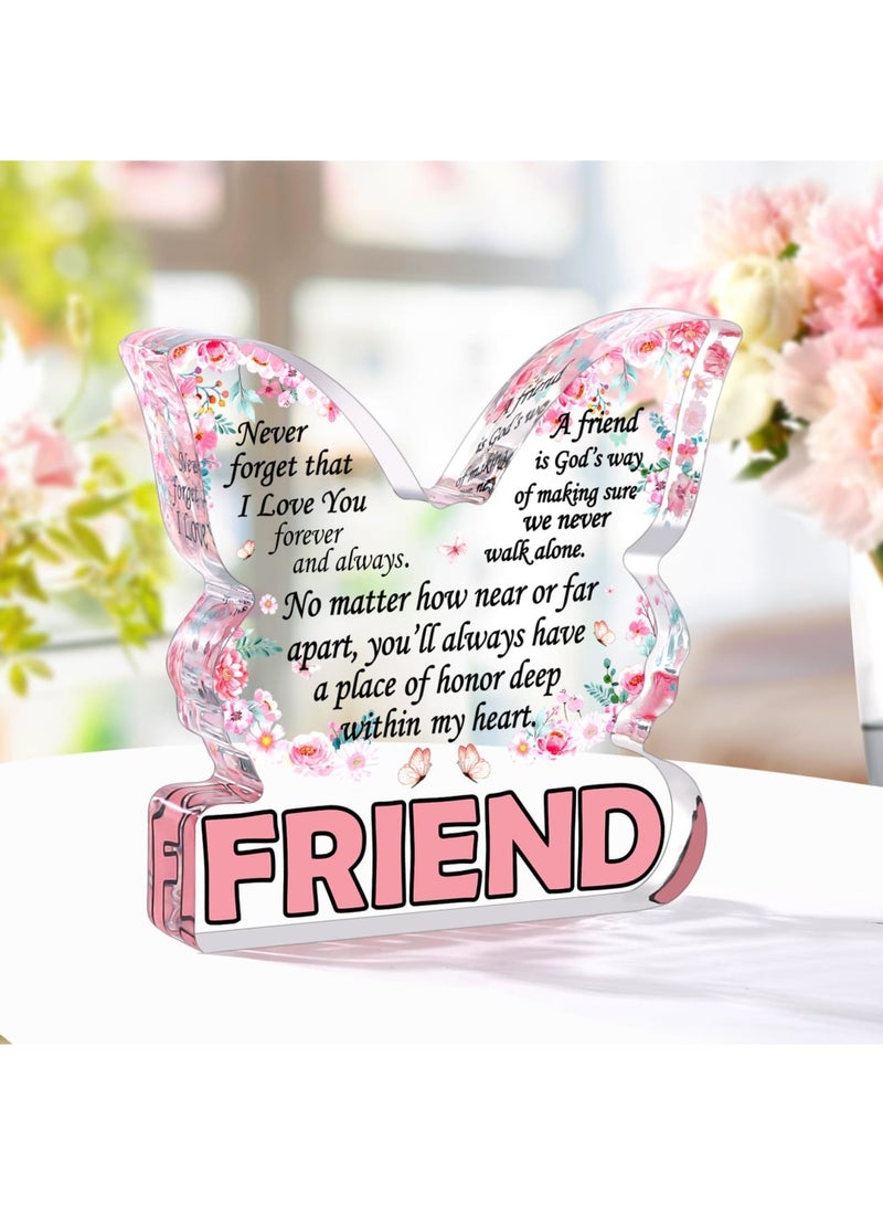 Luckam هدايا الصداقة للنساء، لوحة أكريليك على شكل فراشة، هدية عيد ميلاد ملهمة لأفضل صديقة، أخت الروح، ديكور مكتب لصديقة - Image 2