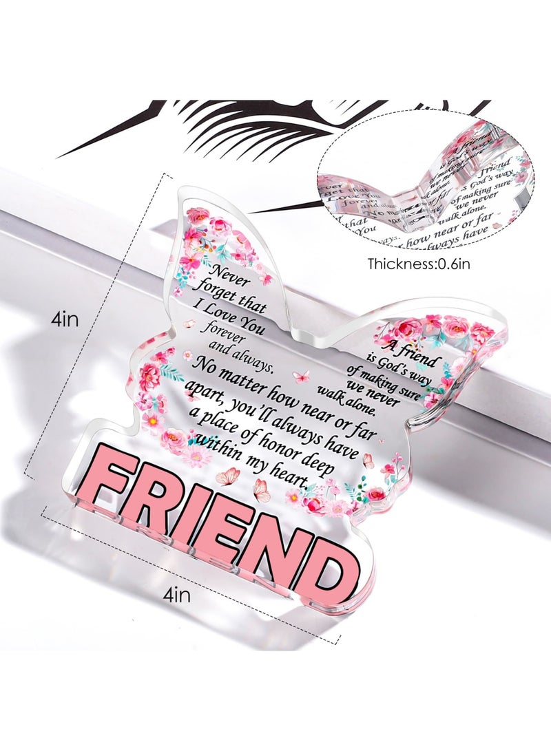 Luckam هدايا الصداقة للنساء، لوحة أكريليك على شكل فراشة، هدية عيد ميلاد ملهمة لأفضل صديقة، أخت الروح، ديكور مكتب لصديقة - Image 3