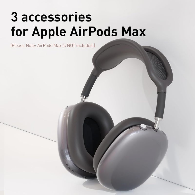 Woyinger Silicone Case for AirPods Max, Soft TPU Ear Cups & Headband Cover, Transparent Accessories, Space Gray - Image 2