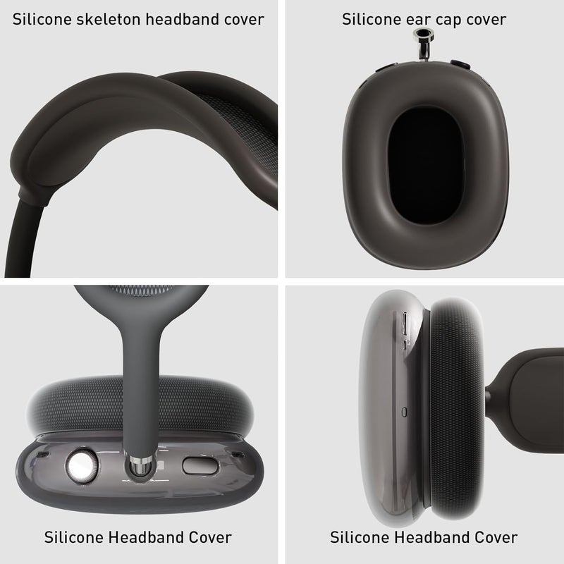 Woyinger Silicone Case for AirPods Max, Soft TPU Ear Cups & Headband Cover, Transparent Accessories, Space Gray - Image 4