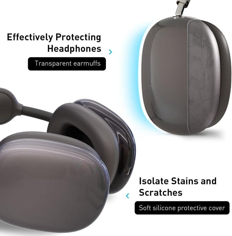 Woyinger Silicone Case for AirPods Max, Soft TPU Ear Cups & Headband Cover, Transparent Accessories, Space Gray - Image 5