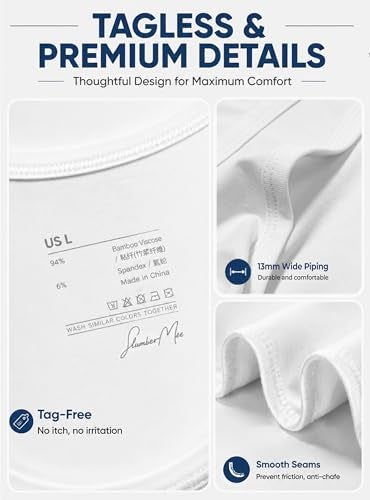 SlumberMee Mens Tank Tops Undershirts Viscose Made from Bamboo Soft Breathable Lightweight Cool Slim Fit A-Shirts 3 Pack (White, L) - Image 3