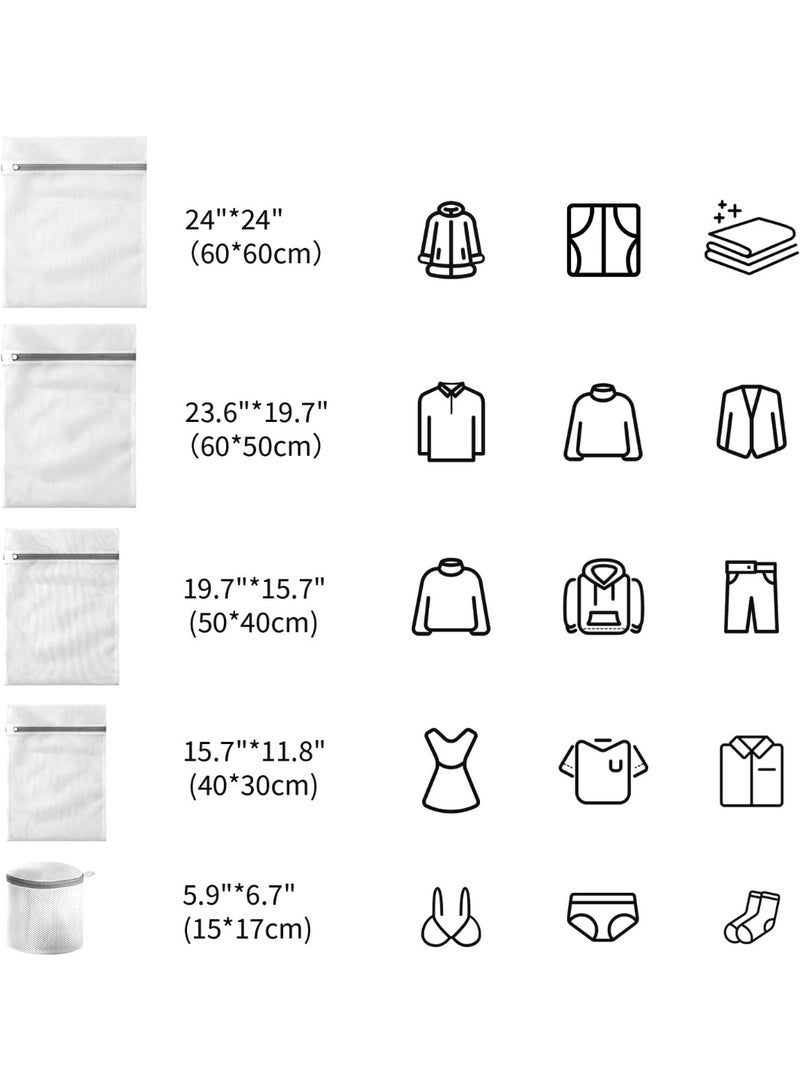 NANAO Mesh Bra Bags for Laundry(9 Pack), White Lingerie Bags for Washing Delicates,Baby Laundry,Sock,Travel Storage[1XXL/2XL/3L/2M/2bra bags] - Image 2
