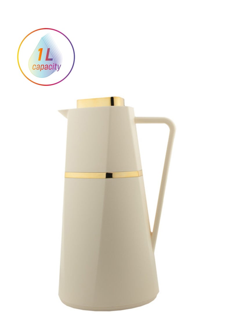 Alsaif Deva Coffee And Tea Vacuum Flask 1.0 Liter Ivory/Gold  - Image 1