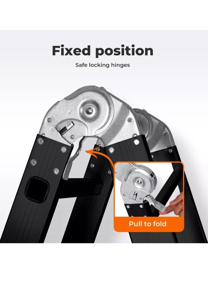 Egardenkart Multi-Purpose Aluminum Folding Ladder - Portable, Adjustable, Safe, and Durable for Home, Work, and Outdoor Use (4x6-6.9mtrs) - Image 4