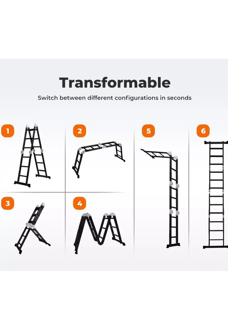 Egardenkart Multi-Purpose Aluminum Folding Ladder - Portable, Adjustable, Safe, and Durable for Home, Work, and Outdoor Use (4x6-6.9mtrs) - Image 3