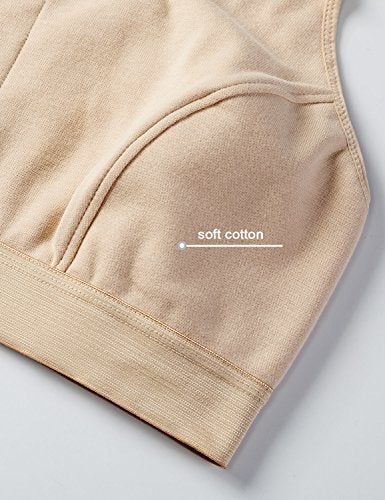 Gratlin Women's Plus Size Nursing Bra Sports Maternity Support Cotton Breastfeeding Bras Beige XX-Large - Image 4