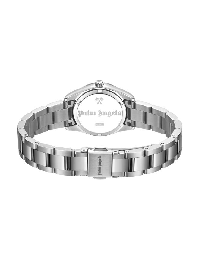 Palm Angels Clara White Dial Silver Stainless Steel Bracelet Analog Watch for Women, 28mm - Image 3