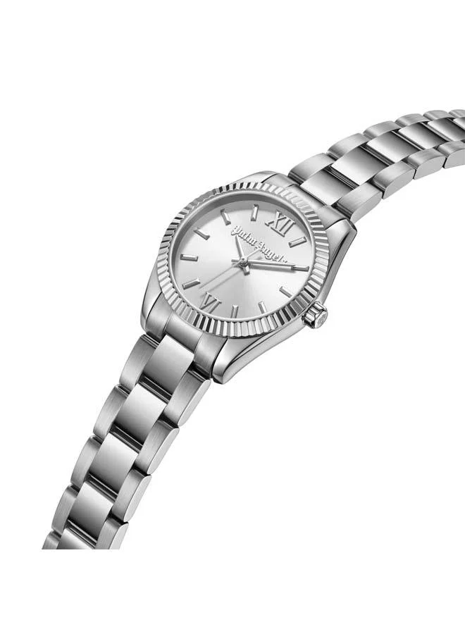 Palm Angels Clara White Dial Silver Stainless Steel Bracelet Analog Watch for Women, 28mm