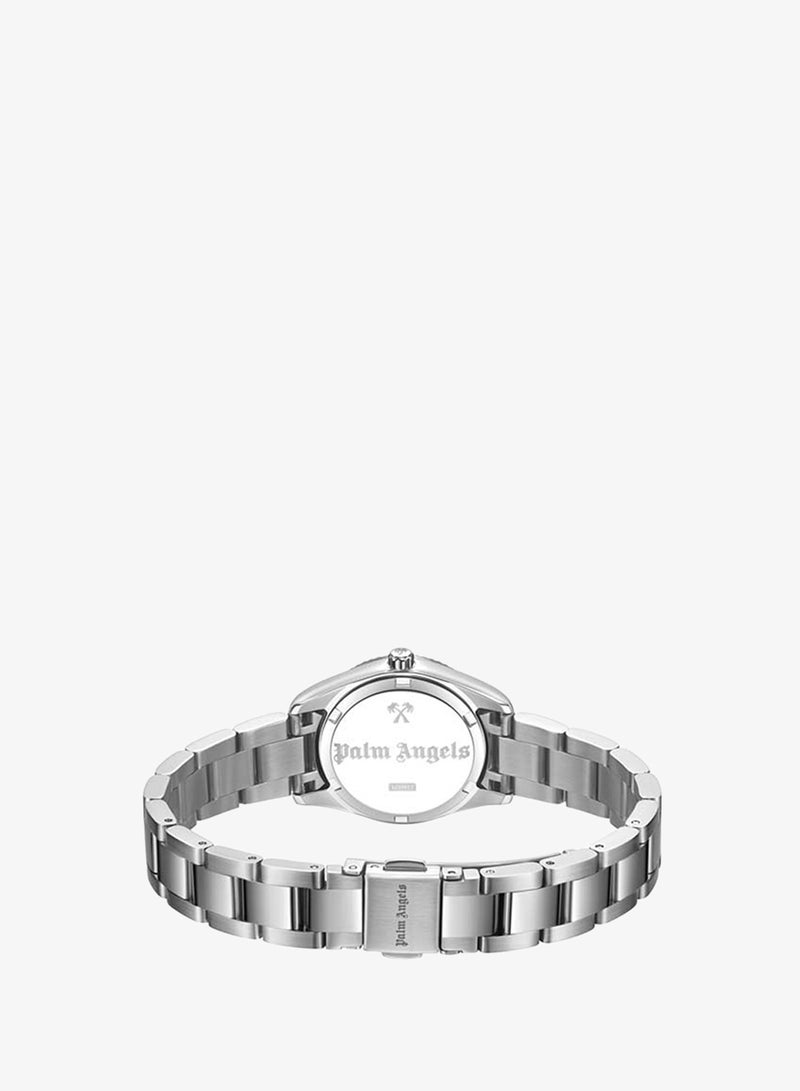 Palm Angels Clara White Dial Silver Stainless Steel Bracelet Analog Watch for Women, 28mm - Image 3