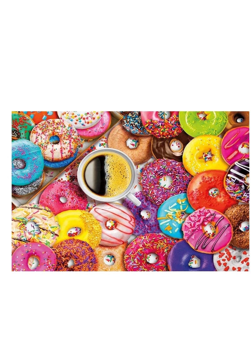 Creative Jigsaw,1000 Piece Jigsaw Puzzle Educational Puzzle Family Game Gift for Adults and Kids Large Pieces Puzzle Multicolor (Coffee and Donuts) - Image 1