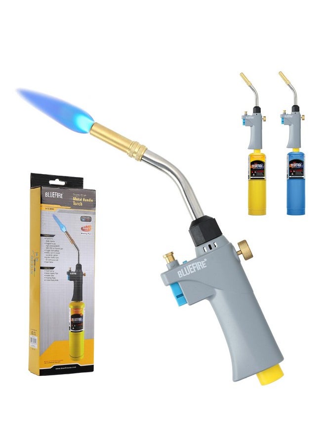 MR. Torch BLUEFIRE BTS-8090 Auto ON/OFF Trigger Start Heavy Duty Gas Welding Torch Head Cast Aluminium Adjustable Swirl Flame Hand Hold Portable Nozzle Fuel by MAPP MAP Pro Propane 1lb Tank Bottle (Torch)  - Image 1