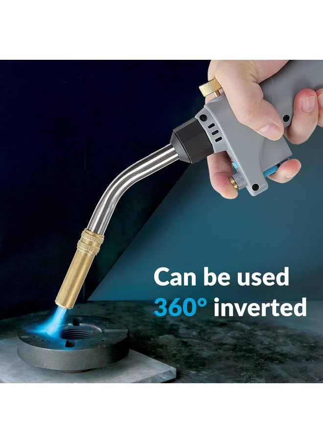 MR. Torch BLUEFIRE BTS-8090 Auto ON/OFF Trigger Start Heavy Duty Gas Welding Torch Head Cast Aluminium Adjustable Swirl Flame Hand Hold Portable Nozzle Fuel by MAPP MAP Pro Propane 1lb Tank Bottle (Torch)  - Image 4