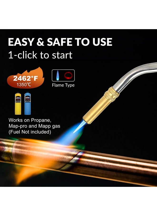 MR. Torch BLUEFIRE BTS-8090 Auto ON/OFF Trigger Start Heavy Duty Gas Welding Torch Head Cast Aluminium Adjustable Swirl Flame Hand Hold Portable Nozzle Fuel by MAPP MAP Pro Propane 1lb Tank Bottle (Torch)  - Image 2