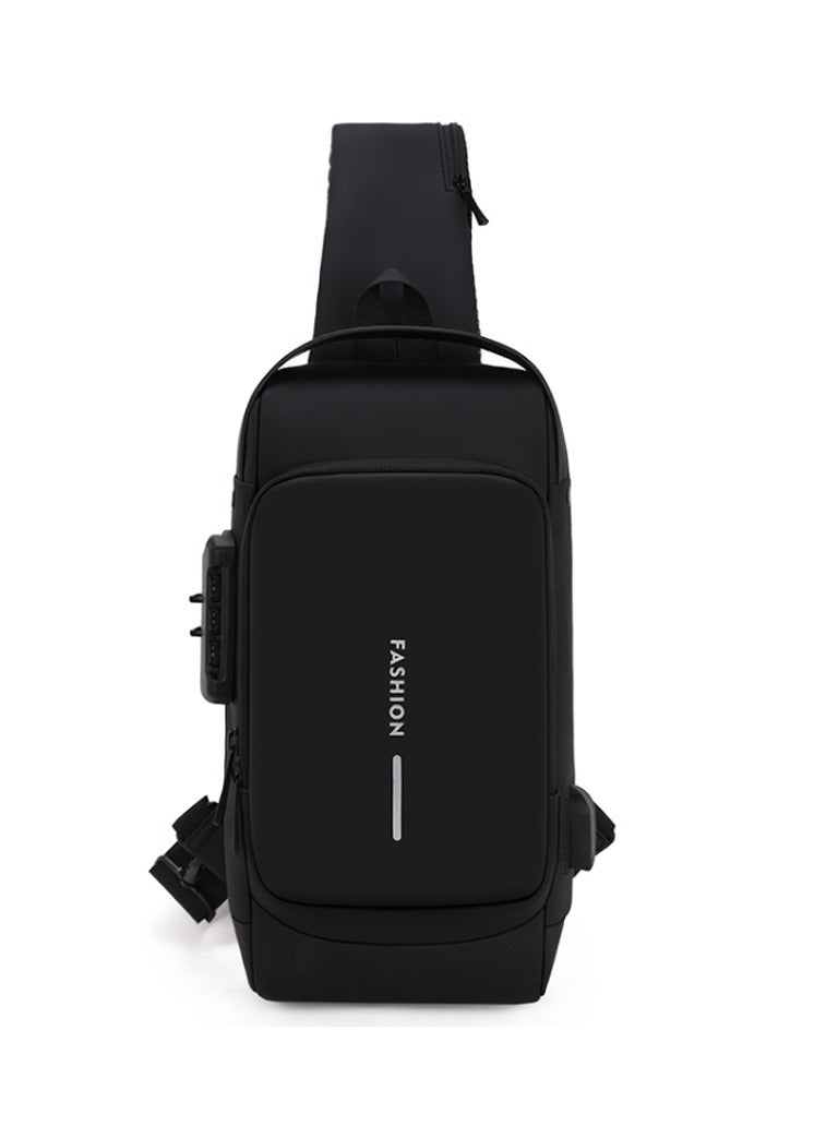 FASHION Usb Charging Sport Sling Bag Male Anti-theft Chest Bag With Password Lock  - Image 3