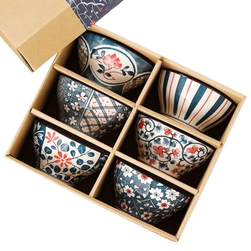 DIVOX Japanese Ramen Porcelain Bowl for Serving Snack Premium Ceramic Bowls for Soup, Pasta, Ice Cream, Salad, Rice,Dessert Sushi Soy Dipping Side Mini Seasoning Dish Condiments (6) - Image 1