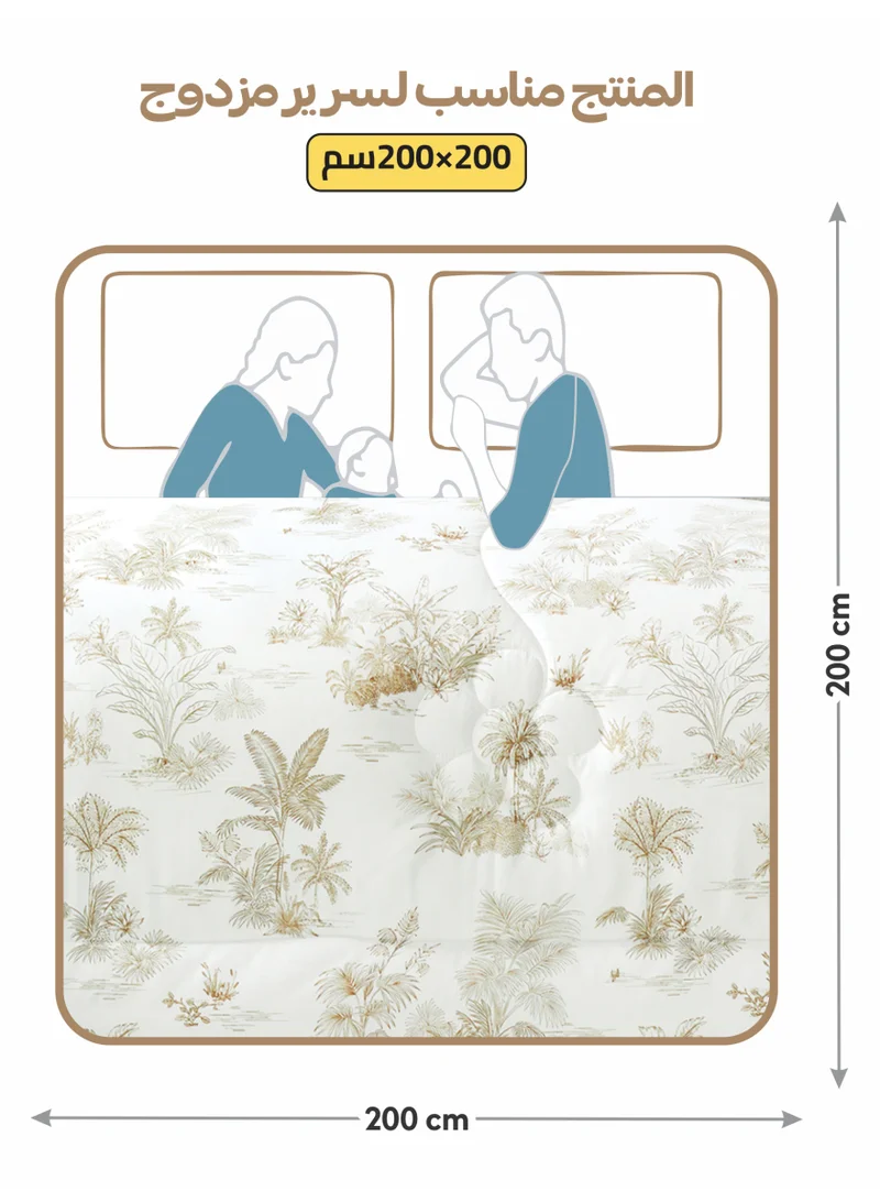 Donetella Bedding Comforter Set, King Size Fits 200x200 cm - 7-Pcs Digital Print Quilted Bed Set, Microfiber Fabric - 1 Comforter, 1 Fitted Sheet, 2 Pillow Shams, 2 Pillowcases 1 Cushion Cover.