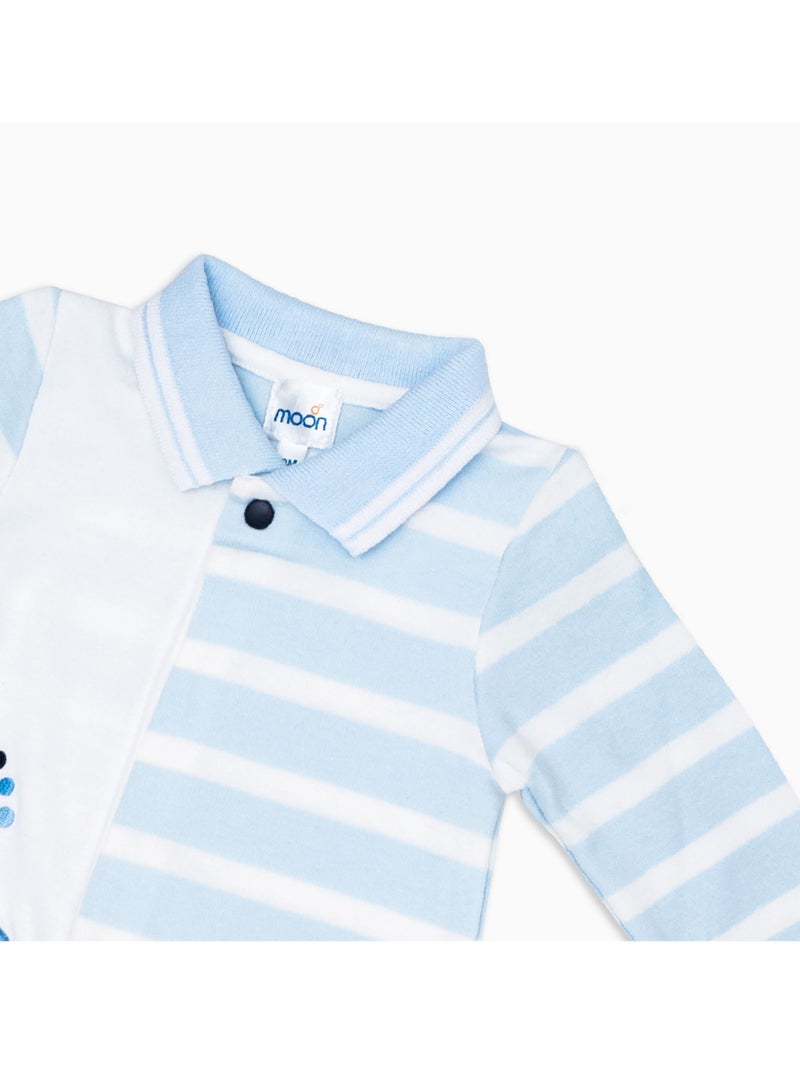 MOON 100% Cotton Footed Sleepsuit 1-3M Blue - Little Submarine - Image 3