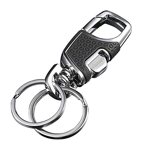 ZhildChen Metal Key Holder - Creative Car Accessories Pendant Keychain With Carabiner - Heavy Duty, Black, 3.58in Long and 1.18in Wide - Image 1