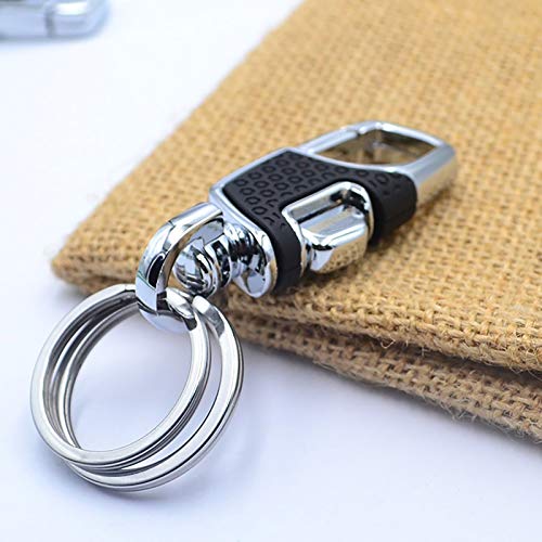 ZhildChen Metal Key Holder - Creative Car Accessories Pendant Keychain With Carabiner - Heavy Duty, Black, 3.58in Long and 1.18in Wide - Image 3