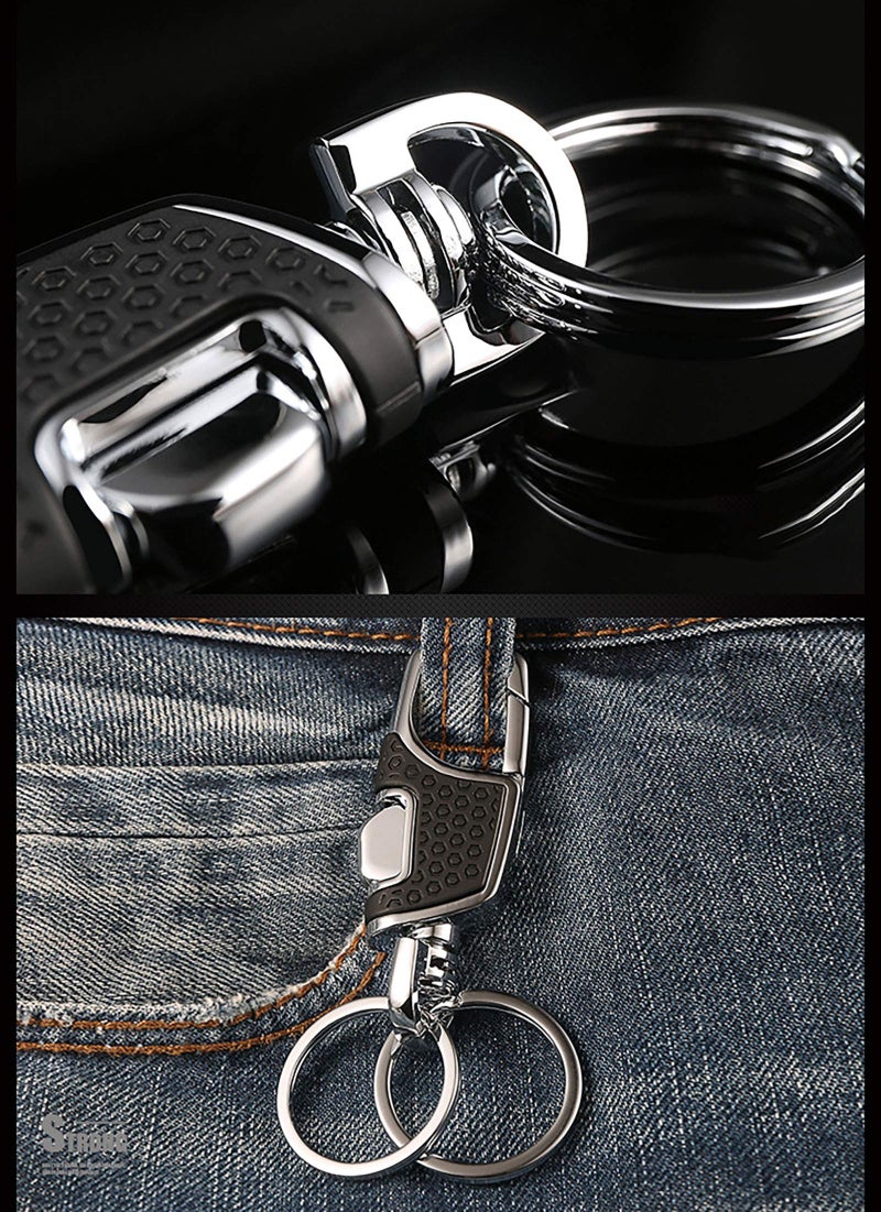 ZhildChen Metal Key Holder - Creative Car Accessories Pendant Keychain With Carabiner - Heavy Duty, Black, 3.58in Long and 1.18in Wide - Image 5