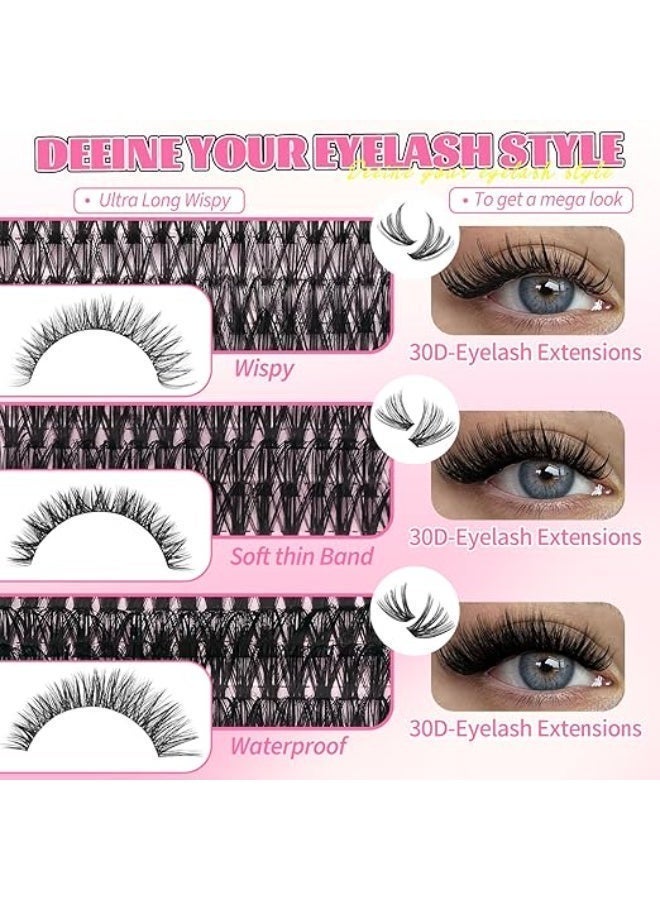 cosmiracle 700 Pieces False Eyelashes Lash Clusters Wispy Diy Cluster Eyelash Extensions D Curl Volume Eyelash Clusters Individual Lashes Fluffy Lash Clusters (30D+40D+50D）with Tweezers and Brush - Image 2