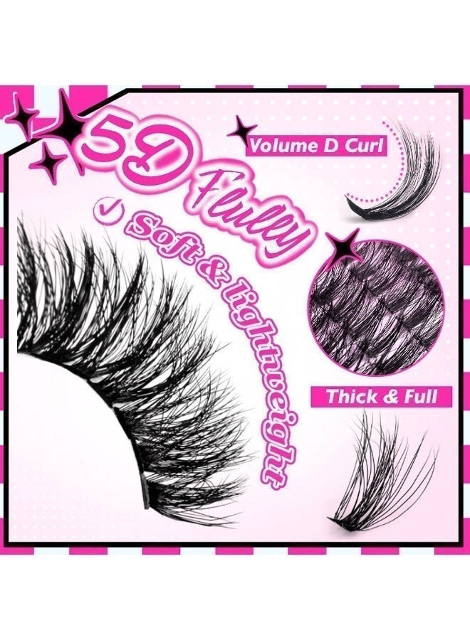 cosmiracle 700 Pieces False Eyelashes Lash Clusters Wispy Diy Cluster Eyelash Extensions D Curl Volume Eyelash Clusters Individual Lashes Fluffy Lash Clusters (30D+40D+50D）with Tweezers and Brush - Image 5