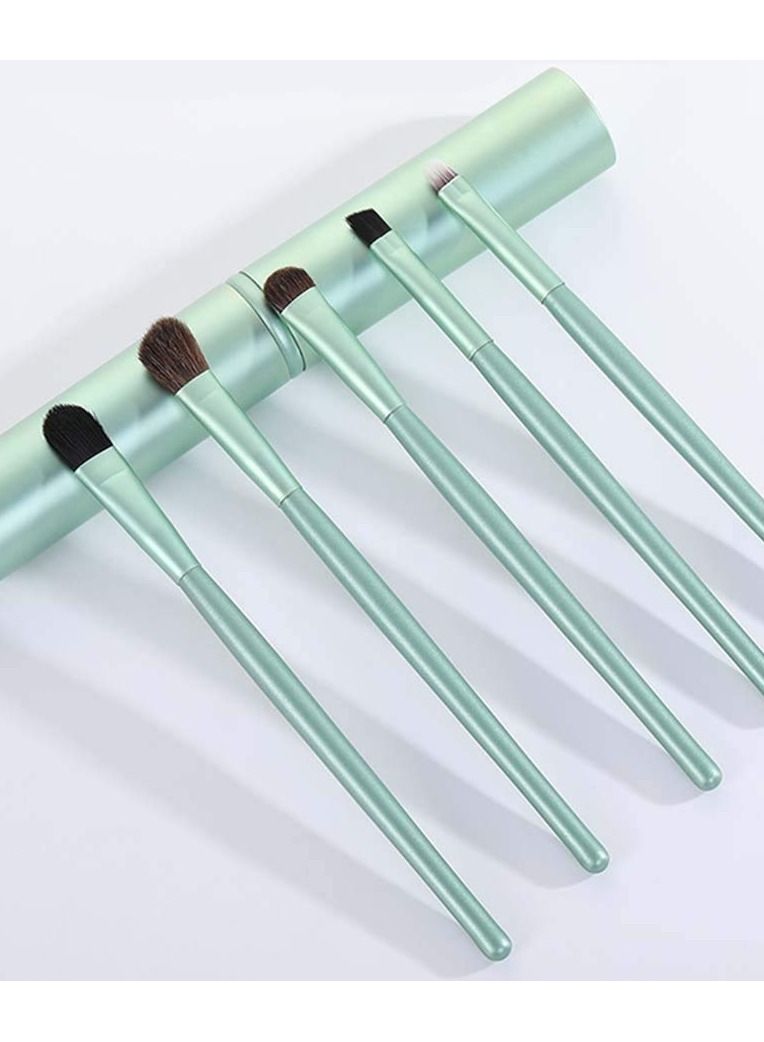 SYOSI 5 Pcs/set Travel Portable Mini Eye Makeup Brush Set Apply Eyeshadow Eyeliner Eyebrow Brush Lip Makeup Brush Set Makeup Tools, Premium Eye Makeup Brush, Eyeliner Brush, Angled Brush  (Green) - Image 4