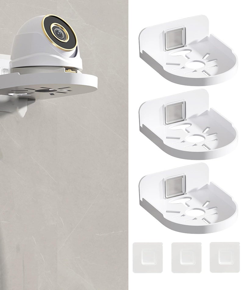 NUDFSY 3 PCS CCTV Camera Stand, CCTV Camera Stand Wall Mount L-Type Mounting Bracket Heavy Duty, Wall Mount Rack for Security Camera White Acrylic Wall Shelf Wall Holder,for Indoor & Outdoor Purposes - Image 1