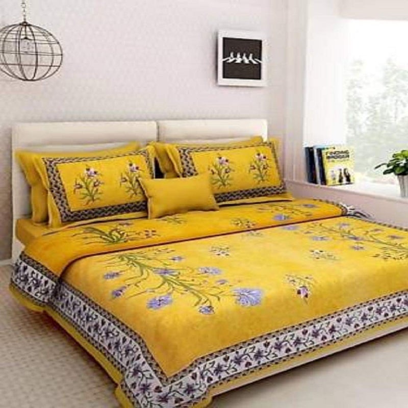 SDC Dreams HomeShop 100 Pure Cotton Rajasthani Tradition Queen Size Double Bedsheets with 2 Pillow Covers Queen Size Jaipuri Bedspreads - Image 1