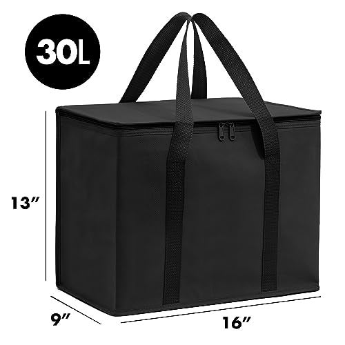 Carrywell (Not Made In China) Insulated Reusable Grocery Bags, Catering and Delivery Bag For Hot and Cold Food, Collapsible Thermal Tote For Doordash and Uber Eats (1, Black, X-Large) - Image 2